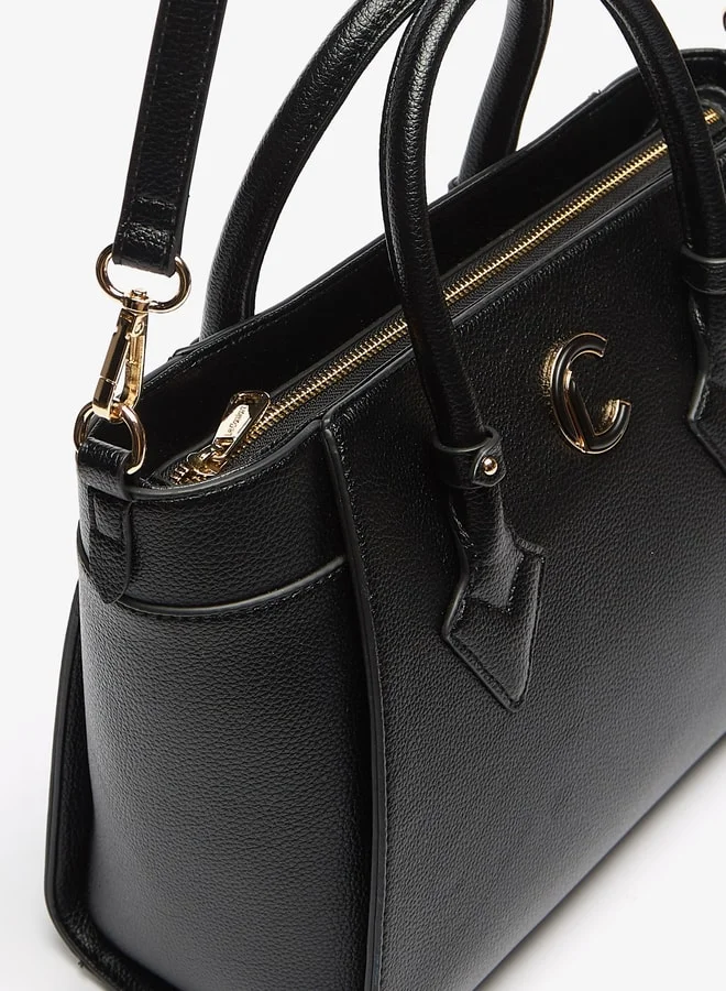 Le Confort Women's Solid Tote Bag with Handles and Zip Closure