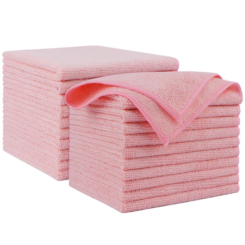 AIDEA Microfiber Cleaning Cloth Pink 20PK, Microfiber Towels for Cars, Premium Car Cloths, Dusting Cloth Lint Free Cleaning Rags for SUVs, House, Kitchen, Window, Workshops,12Ã—12" - Image 1