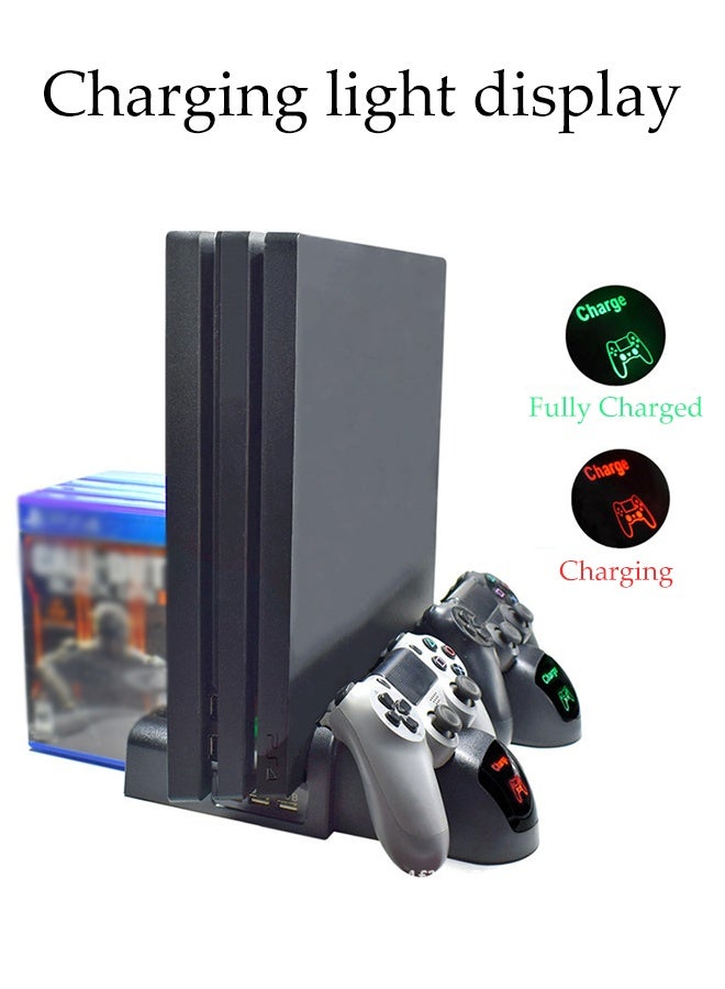 DUNISO Multifunctional Cooling Vertical Stand,Cooling Base Bracket Radiator,Multifunction Cooling Fan,with 2 Cooling Fan,Sturdy and Durable,for PS4/ SLIM/PRO,Black - Image 3