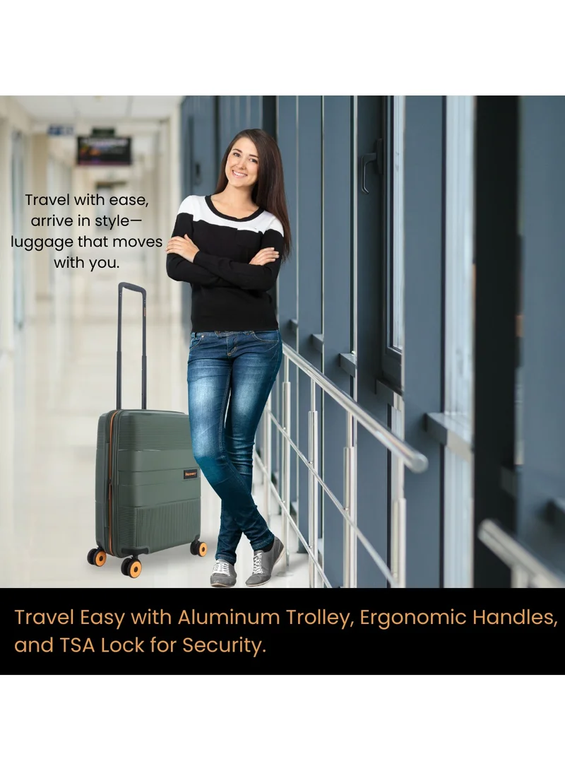Discovery Discovery Trails PP Hardside Luggage Set Khaki, Durable Expandable Unbreakable Double Zip Lightweight Travel Bag 4 Double Wheel TSA Lock 3pcs Suitcase Trolley Bag (21+26+30 Inch).