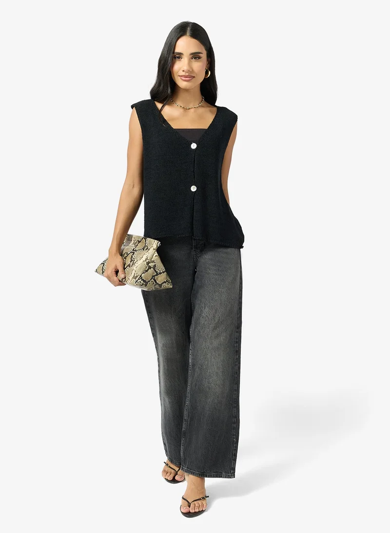 Ginger  Knitted Button Up Vest for Women | Best Price UAE