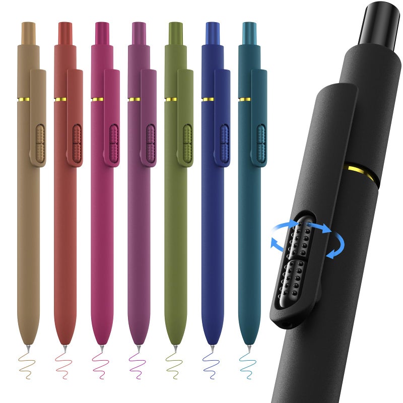 JIMMIDDA 8Pcs Blue Gel Pens - 0.7mm Blue Ink Pens Medium Point | Smooth Writing - Quick Drying Retractable Pen for Men Women (Vintage - 8Pcs) - Image 1