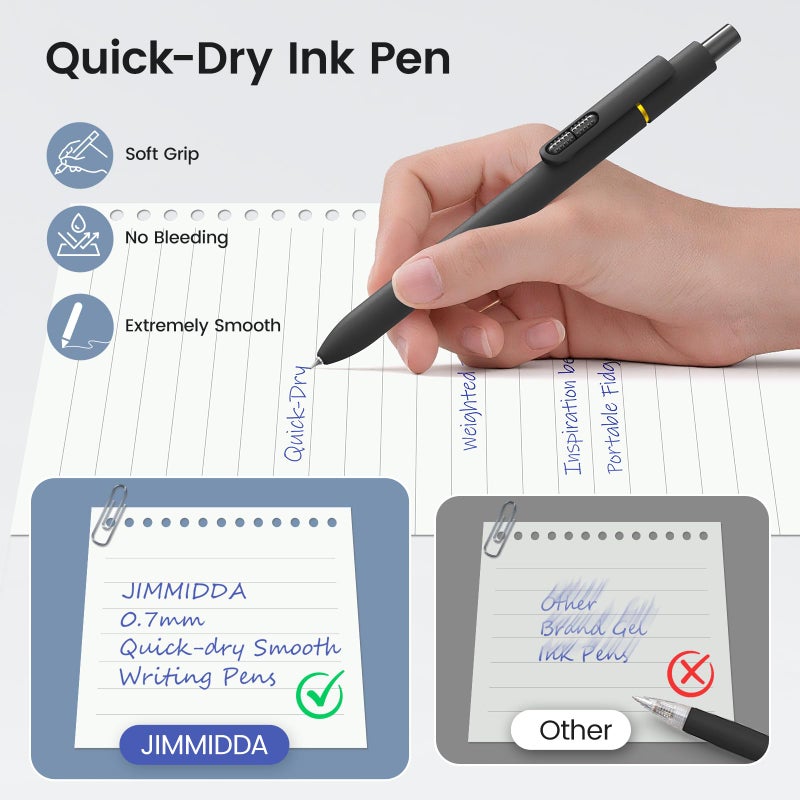 JIMMIDDA 8Pcs Blue Gel Pens - 0.7mm Blue Ink Pens Medium Point | Smooth Writing - Quick Drying Retractable Pen for Men Women (Vintage - 8Pcs) - Image 4
