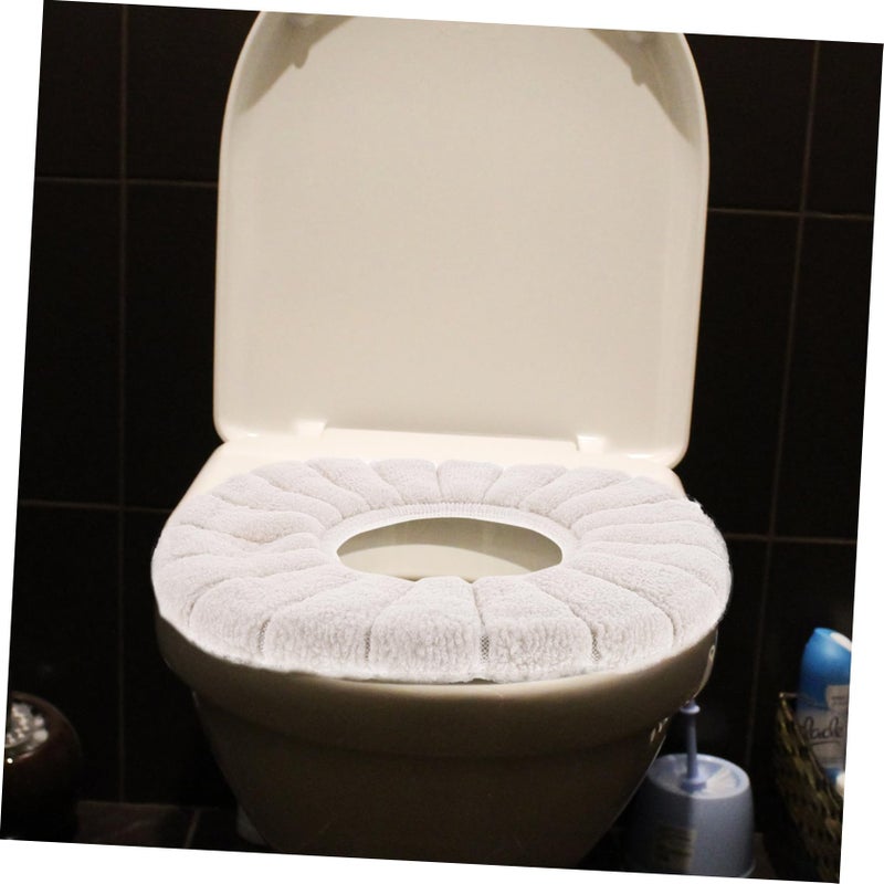 Warm O Shaped Toilet Seat Cover Polyester Soft Comfortable Machine Washable Easy Install - Image 4