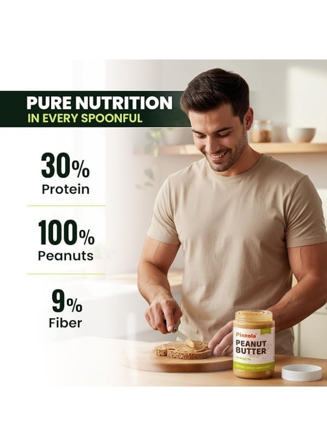PINTOLA Organic Unsweetened Peanut Butter, Creamy 1kg | Just 100% Certified Organic Peanuts | 30g Protein/100g | 0% Added Sugar and 0% Salt - Image 3