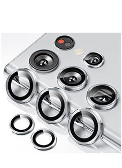 [5 in 1] Camera Lens Protector for Samsung S23 Ultra, Scratch-Resistant Ultra-Thin Tempered Glass with Aluminum Edge, Drop-Proof Alloy Camera Screen Protector for S23 Ultra (S23 Ultra, Silver)