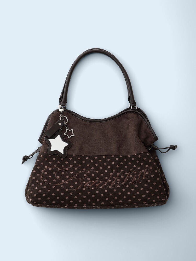 BadBlue Leopard Print Polka Dot Tote Bag with Embroidery - Retro Shoulder Handbag for Women