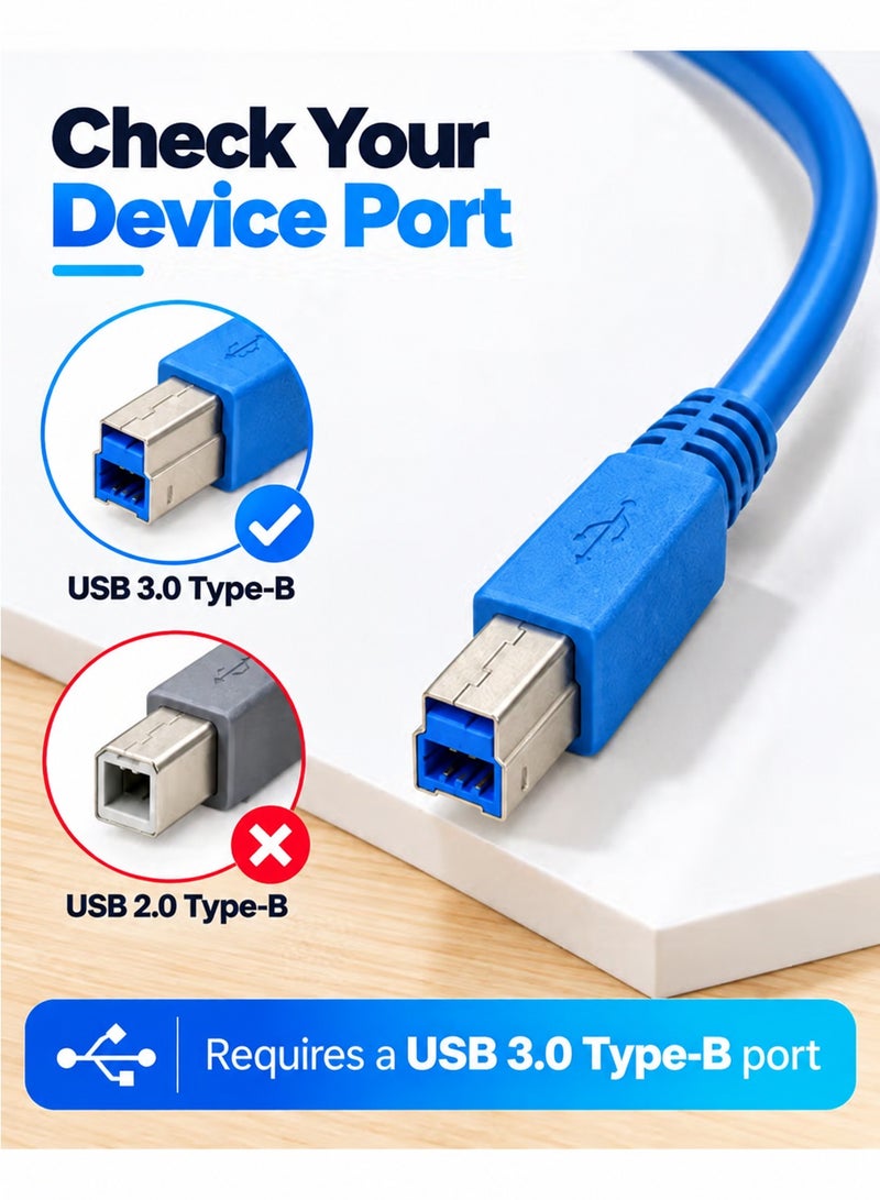 FUJISHKA USB 3.0 A to USB B Cable 3 Meter, Type A Male to Type B 3.0 Male Printer Cable USB 3.0 Type B Compatible with Docking Station, External Hard Drivers, Scanner, Printer - Image 2