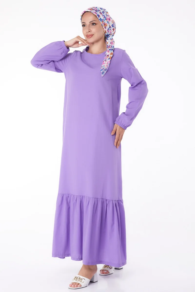 Tofisa Plain Crew Neck Women's Lilac Dress - 13202