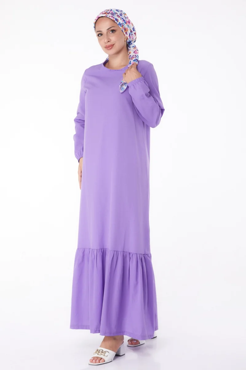 Tofisa Plain Crew Neck Women's Lilac Dress - 13202