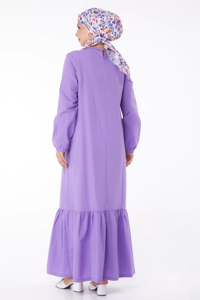 Tofisa Plain Crew Neck Women's Lilac Dress - 13202