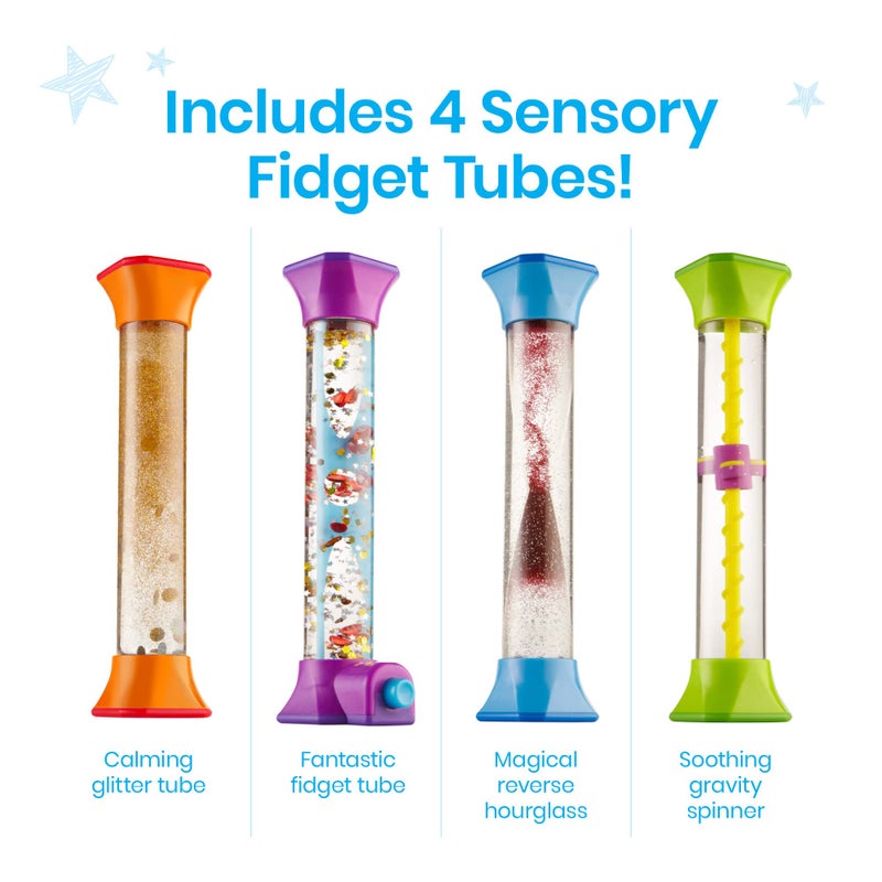 hand2mind Sensory Fidget Tubes, Calming Toys for Kids, Occupational Therapy Toys, Play Therapy, Stress Relief Toy, Comfort Items for Anxiety, Calm Down Corner Supplies (Set of 4) - Image 2