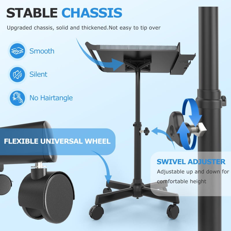 ZHOOGE Hairstylist Tray on Wheels, Rolling Salon Tray with Holder and Hair Separator Stand, Salon Trolley Adjustable Tray with Storage Platform Dye Bowls and Tools for Hair Stylist - Image 3