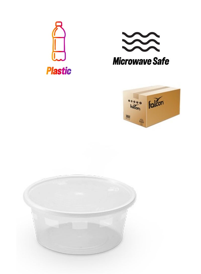 Falconpack حاوية ميكروويف دائرية قابلة للتصرف 450 مل شفافة مع غطاء - Image 1