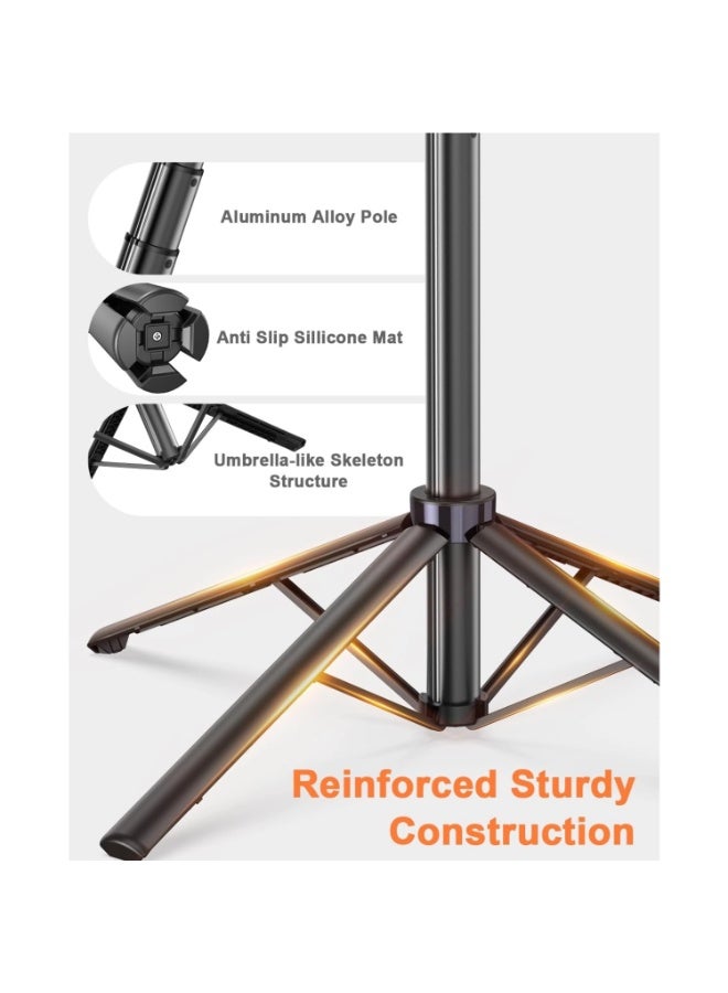 حامل ثلاثي ذكي بارتفاع 71 إنش مع إضاءة LED مزدوجة وتحكم بالإيماءات | حامل جوال دوّار 360 درجة مزود بريموت بلوتوث قابل للشحن للتصوير والفيديو والبث المباشر - Image 5