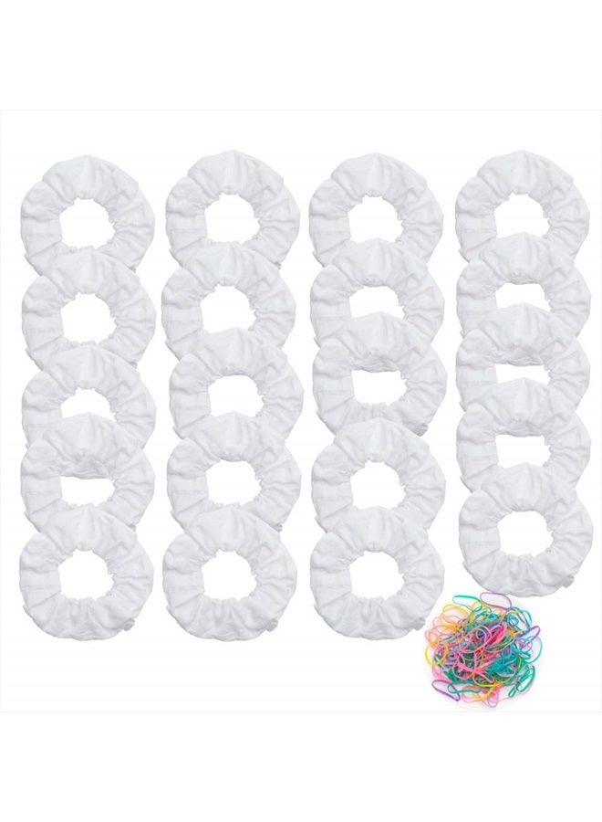 RJMBMUP 20 Pack White Cotton Scrunchies for Tie Dye Party Hair Elastic Hair Ties Pony Tail Holder for Women - Image 1