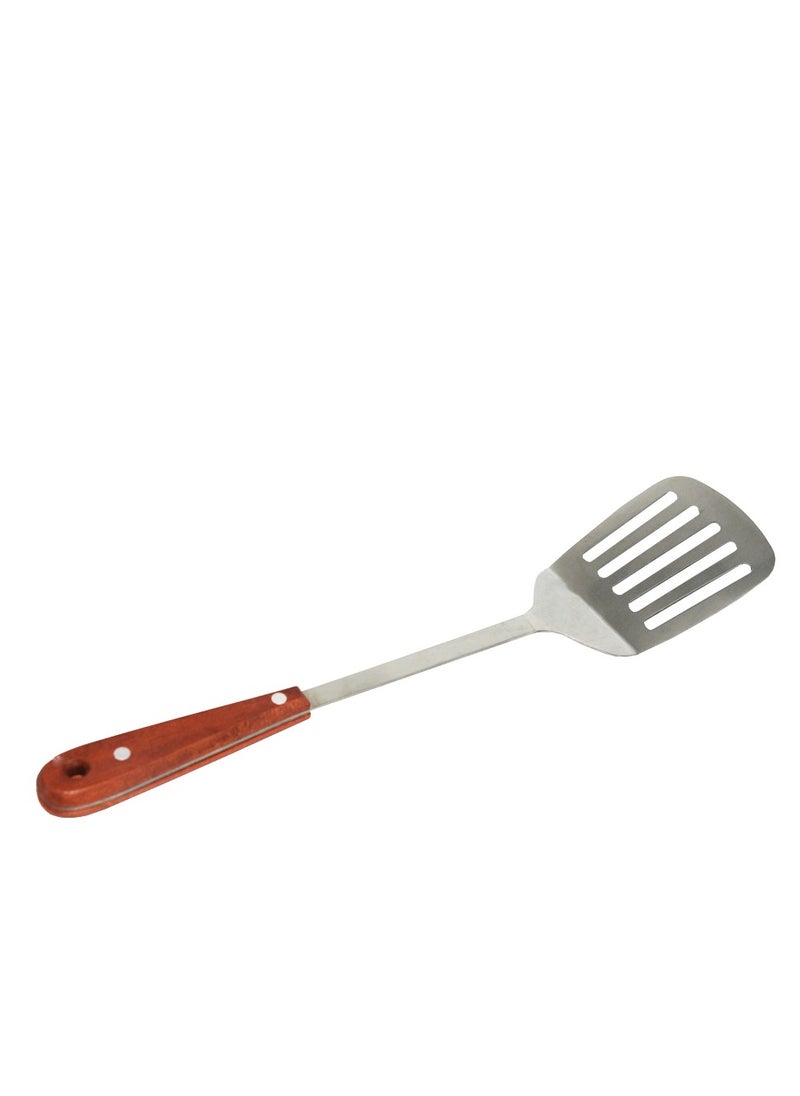 BASURRAH Steel flat spoon with wooden handle  size 35 cm  - Image 1