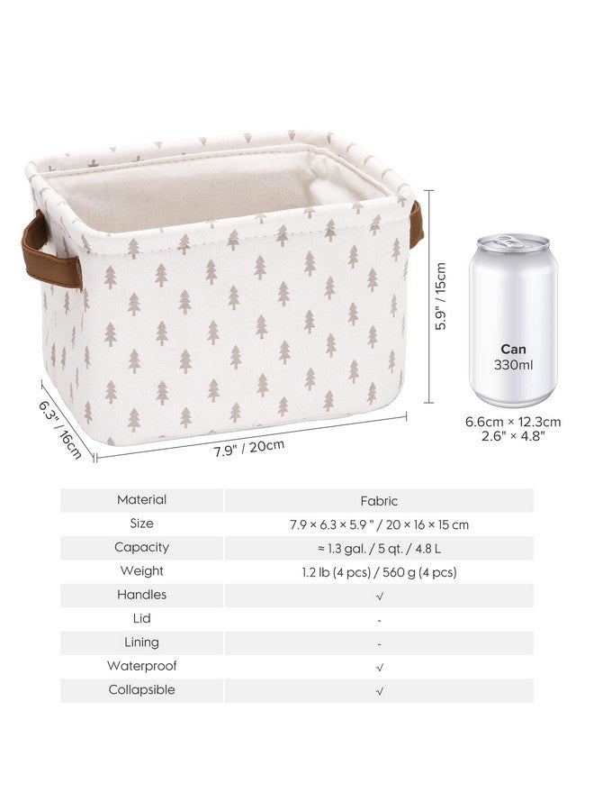 Sea Team Collapsible Small Canvas Fabric Storage Basket with Handles, Square Mini Storage Box, Cube, Foldable Shelf Basket, Closet, Desk Organizer for Nursery, Home, Office (Grey, Set of 4) - Image 5