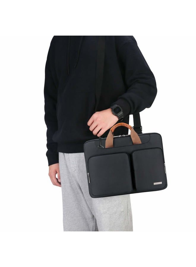 Lacdo حقيبة كتف لابتوب واقية بزاوية 360°، حقيبة كم لابتوب 14 بوصة لجهاز ماك بوك برو الجديد 14 بوصة مع شرائح M5/M4/M3/M2/M1 Pro Max A3434 A3112 A3401 A3185 A2918 A2992 2025-2021، أسود - Image 2