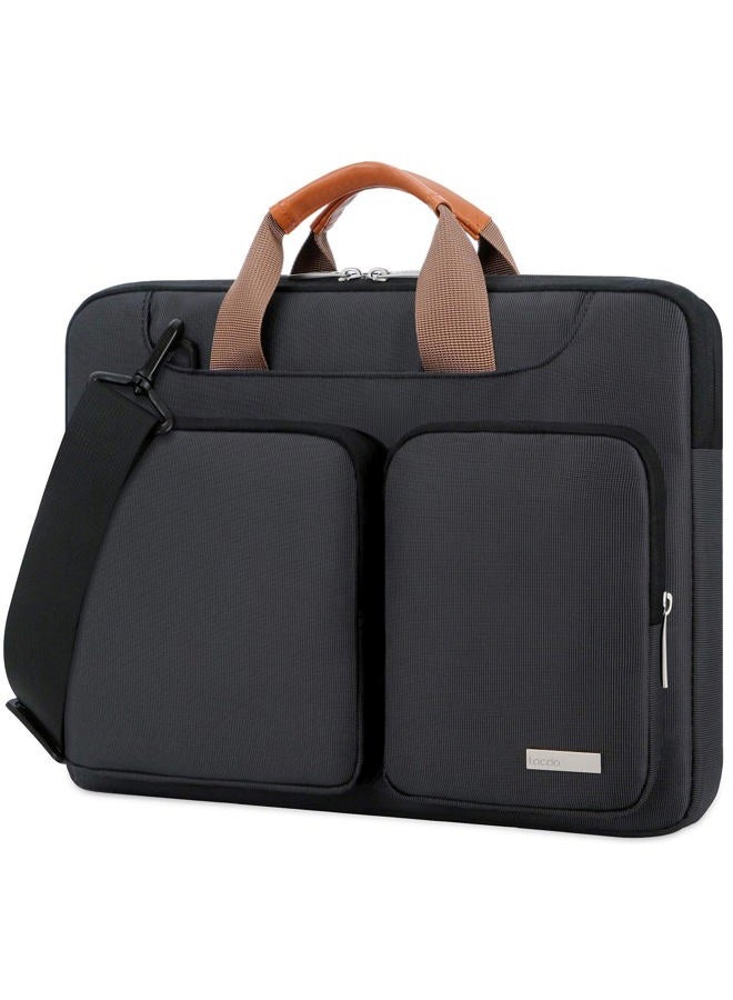 Lacdo حقيبة كتف لابتوب واقية بزاوية 360°، حقيبة كم لابتوب 14 بوصة لجهاز ماك بوك برو الجديد 14 بوصة مع شرائح M5/M4/M3/M2/M1 Pro Max A3434 A3112 A3401 A3185 A2918 A2992 2025-2021، أسود - Image 1