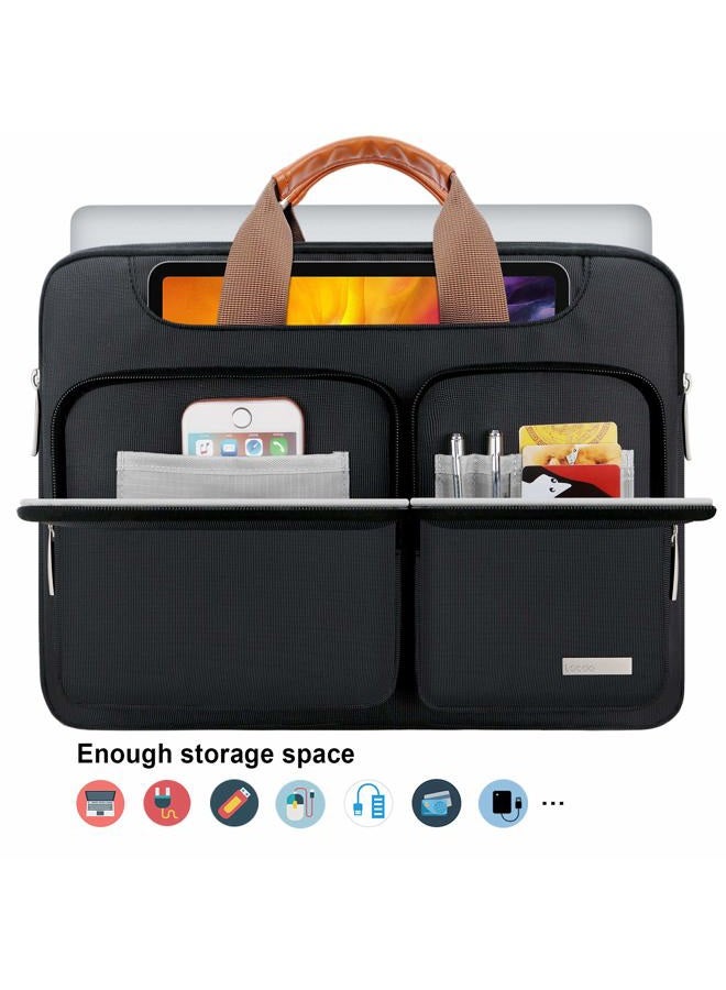 Lacdo حقيبة كتف لابتوب واقية بزاوية 360°، حقيبة كم لابتوب 14 بوصة لجهاز ماك بوك برو الجديد 14 بوصة مع شرائح M5/M4/M3/M2/M1 Pro Max A3434 A3112 A3401 A3185 A2918 A2992 2025-2021، أسود - Image 5