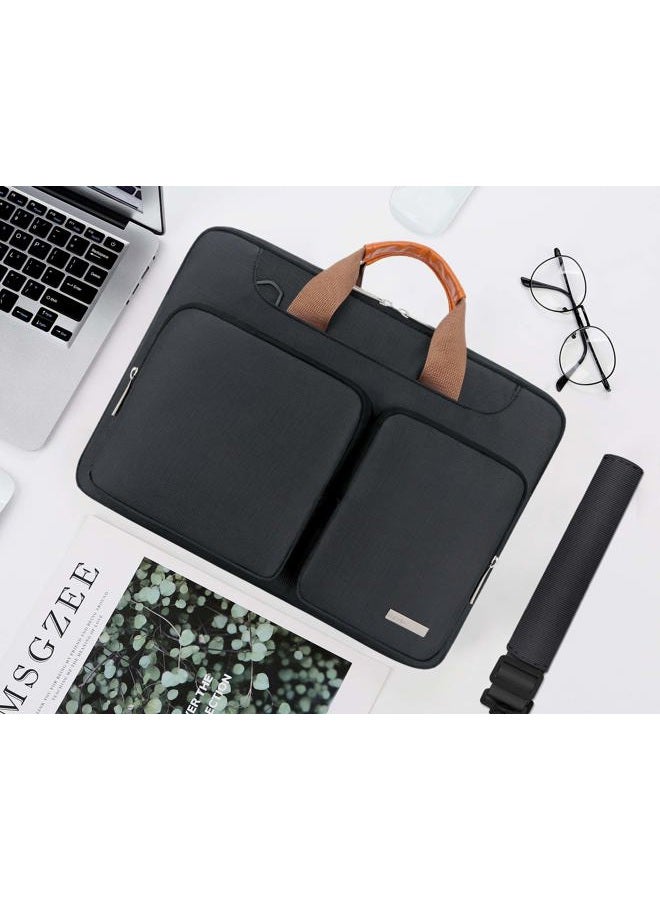 Lacdo حقيبة كتف لابتوب واقية بزاوية 360°، حقيبة كم لابتوب 14 بوصة لجهاز ماك بوك برو الجديد 14 بوصة مع شرائح M5/M4/M3/M2/M1 Pro Max A3434 A3112 A3401 A3185 A2918 A2992 2025-2021، أسود - Image 3