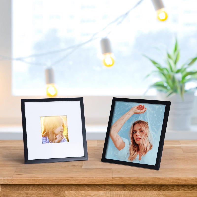 جيفت جاردن GiftGarden 8x8 إطار الصورة مجموعة أسود من 7 عرض 4 × 4 صور مع حصيرة أو 8 × 8 صور بدون حصيرة إطارات مربعة للجدار أو الطاولة - Image 5