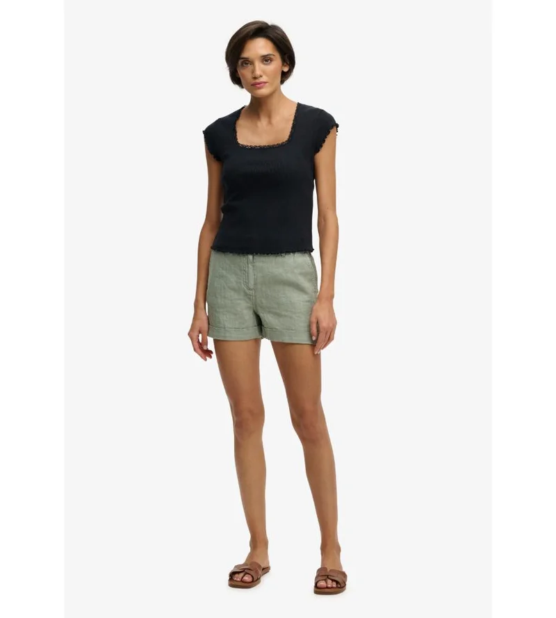 سوبر دراي Mid Rise Linen Shorts