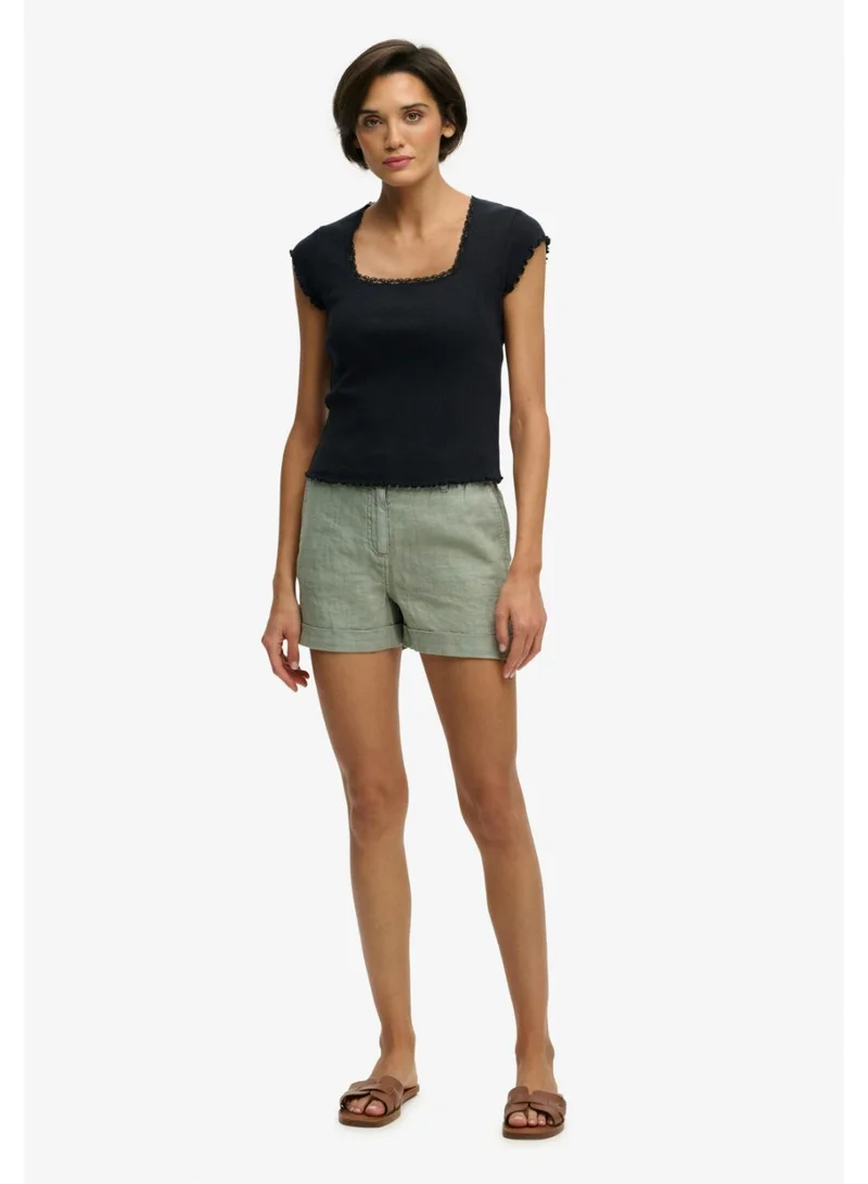 سوبر دراي Mid Rise Linen Shorts