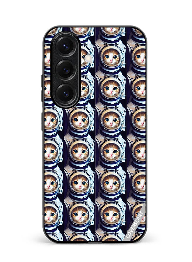 Protective Case Cover For Samsung Galaxy S25 Cat Face Inside Astronauts Helmet Pattern Design Multicolour