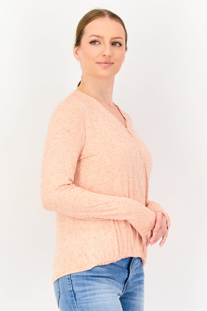 VERO MODA بلوزة نسائية ذات ياقة متقاطعة من فيرو مودا، بأكمام طويلة وم texture، متعددة الألوان - Image 2