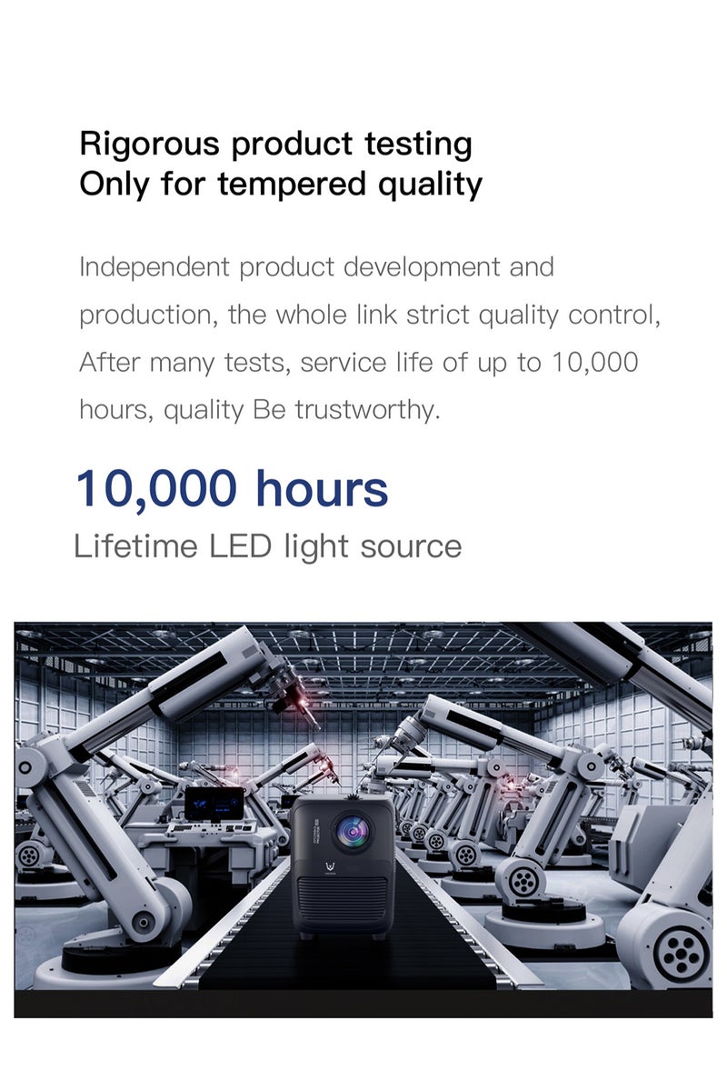 فيكوشا 【VIKUSHA V890】بروجيكتور أسود 1200 لومن ANSI + 1080P دقة عالية حقيقية! واي فاي مزدوج النطاق 5G بلوتوث ، حول تخييمك أو منزلك إلى سينما في ثوان! - Image 5