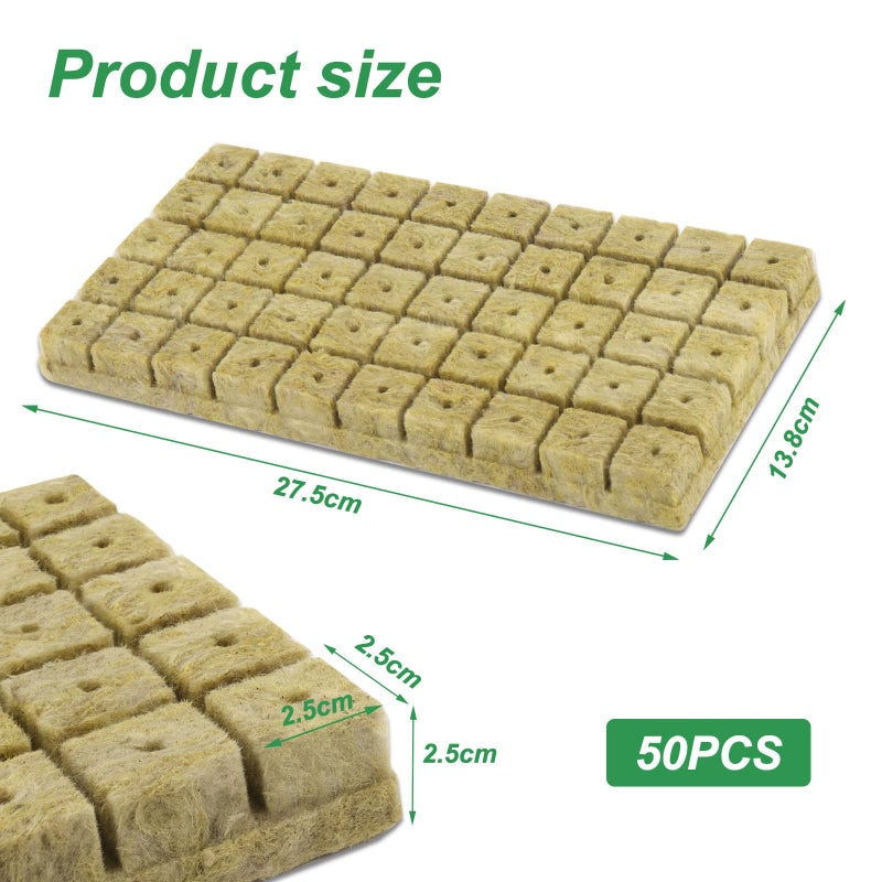 Meridian Pack of 50 Rock Wool Cultivation Cubes for Hydroponics and Propagation, 2.5 x 2.5 x 2.5 cm - CT - Image 2