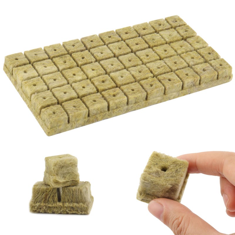 Meridian Pack of 50 Rock Wool Cultivation Cubes for Hydroponics and Propagation, 2.5 x 2.5 x 2.5 cm - CT - Image 1