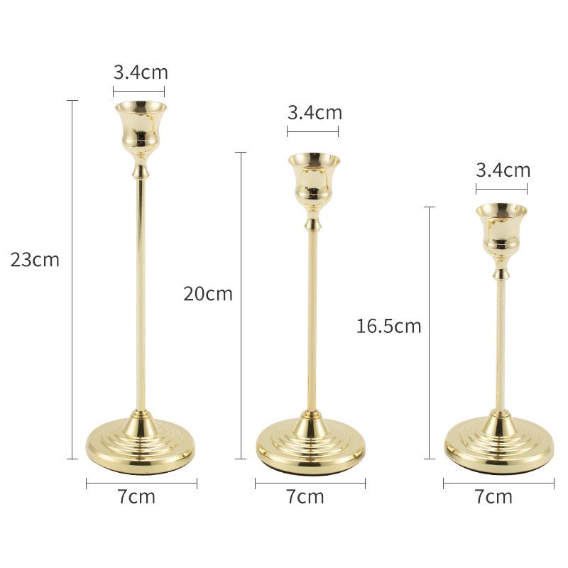 European Style Small Trumpet Candle Holder, Iron Art Decorative Candle Stand for Romantic Dinner