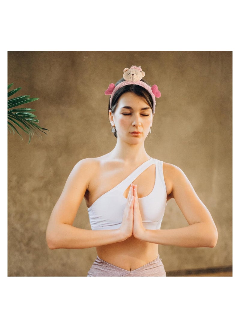 SOLARAE 2 قطع رباط رأس كرتوني بأذان وحواجب حيوانات لميك أب وشعر مع زينة أذن قلب لتغسيل الوجه إكسسوارات شعر للبنات والنساء لحفلات عيد الهالوين وعيد الميلاد وكوسبلاي - Image 4