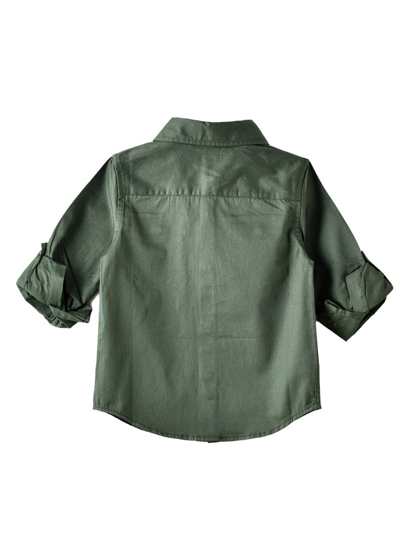 JAM Kids Olive Green Button-Up Utility Shirt  - Image 2