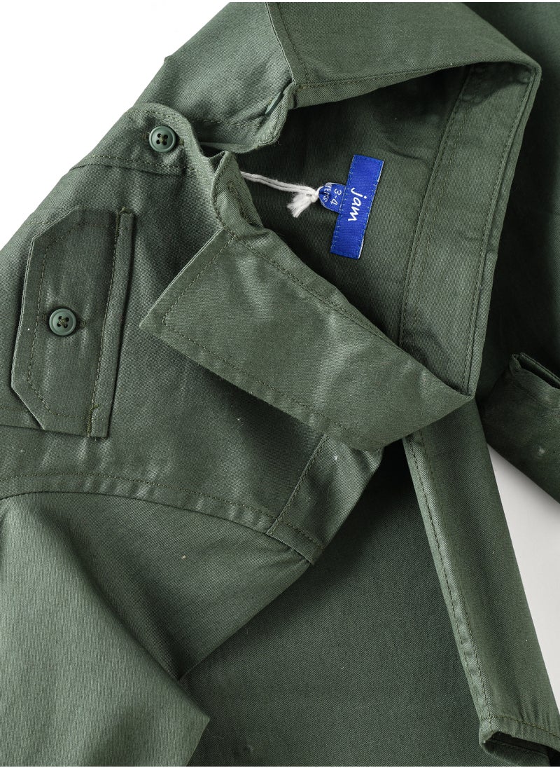 JAM Kids Olive Green Button-Up Utility Shirt  - Image 4