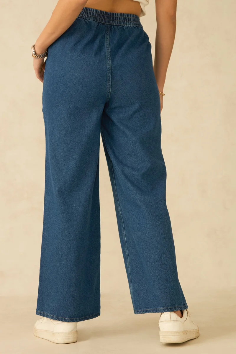فيرجيو Cotton Wideleg Daywear Elasticated Waist Denim for Women