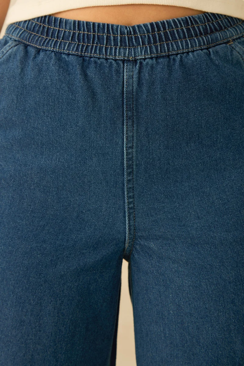 فيرجيو Cotton Wideleg Daywear Elasticated Waist Denim for Women
