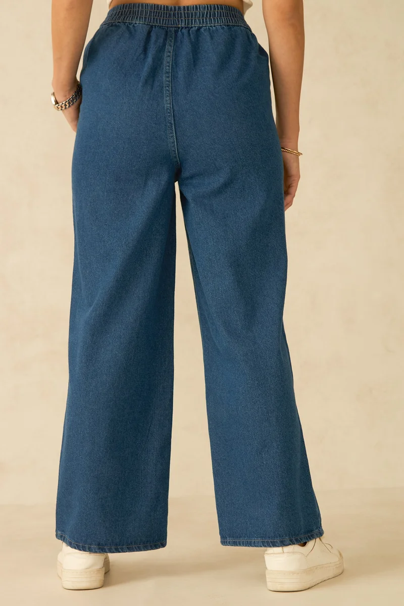 فيرجيو Cotton Wideleg Daywear Elasticated Waist Denim for Women