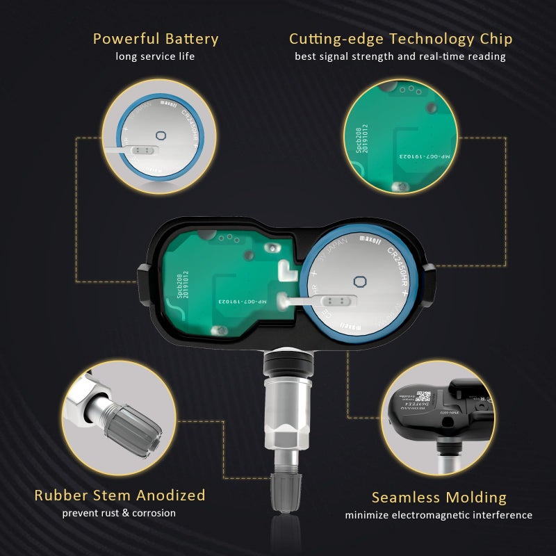 Marsflex حساس ضغط الإطارات Marsflex TPMS 42607-33021 متوافق مع تويوتا راف4 كامري 4رانر تاكوما كورولا، لكزس سايون بونتياك استبدال حساسات مراقبة ضغط الإطارات PMV-107J 42607-33011 42607-06011 315MHz 4 قطع - Image 2