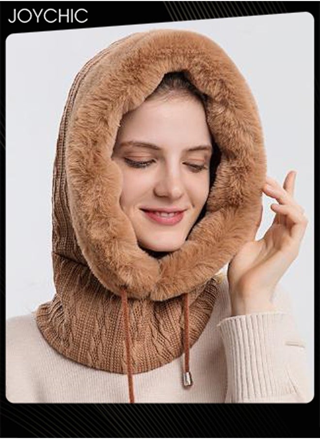 Joychic - Autumn and Winter Women Outdoor Cycling Cold Protection Pullover Hat Warm Neck Mask Brown - Image 1