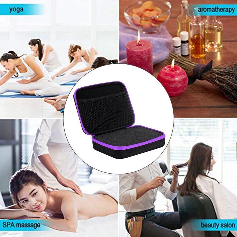 Essential Oil Storage Case Holds 30 5ml 10ml Or 15ml Bottles Purple XL - Durable Hard EVA Exterior For Travel Salon Yoga Massage Home Storage - Image 2
