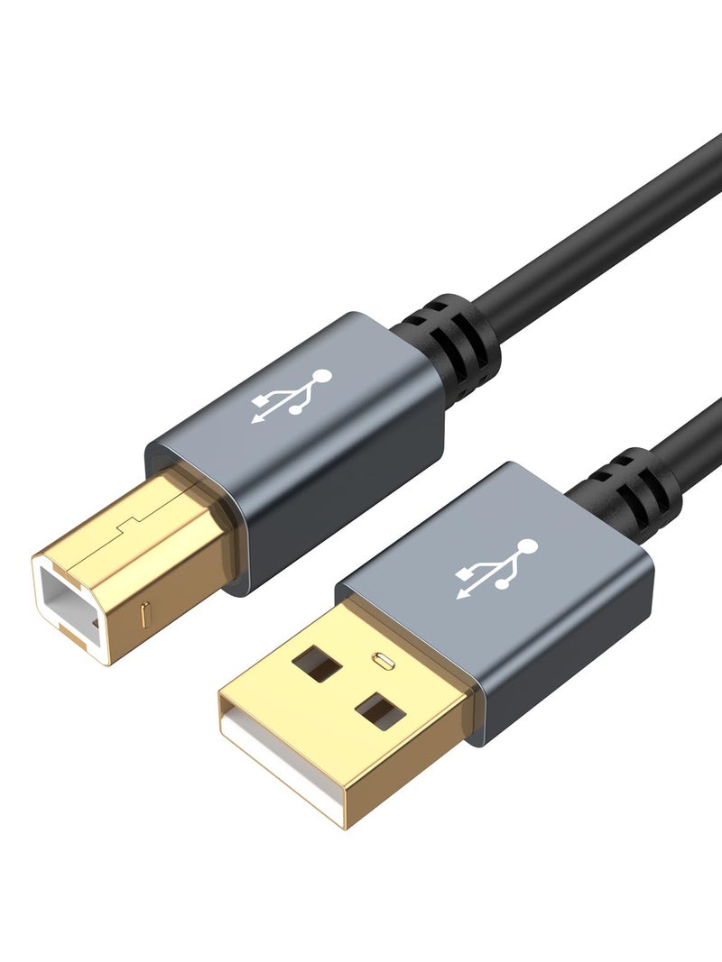CableCreation كابل كرييشن USB طابعة طويل 10 أقدام، كابل طابعة USB 2.0 إلى الكمبيوتر، كابل طابعة USB A إلى B لـ HP، Brother، Epson، Canon، بيانو، Dac، علبة ألمنيوم، رمادي فضائي - Image 1
