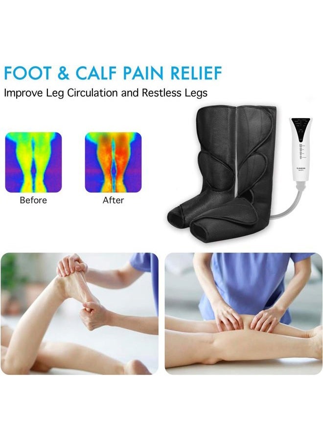 QUINEAR مدلك الساق والقدم مع حرارة وأربطة ضغط هوائي للتدليك لتحسين الدورة الدموية واسترخاء العضلات مع 3 أوضاع و3 مستويات شدة ووظيفتين للتسخين - Image 4