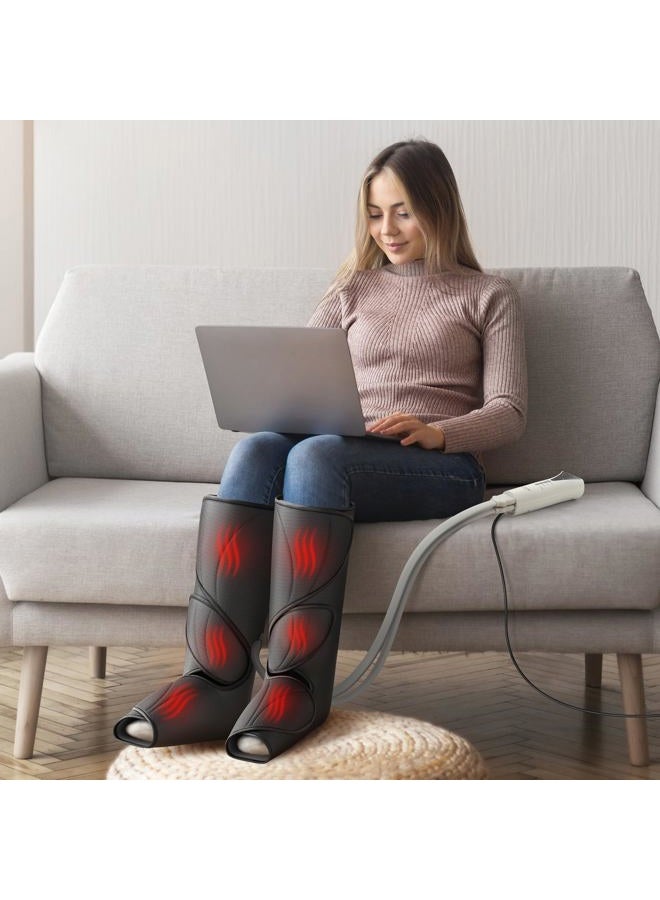 QUINEAR مدلك الساق والقدم مع حرارة وأربطة ضغط هوائي للتدليك لتحسين الدورة الدموية واسترخاء العضلات مع 3 أوضاع و3 مستويات شدة ووظيفتين للتسخين - Image 2