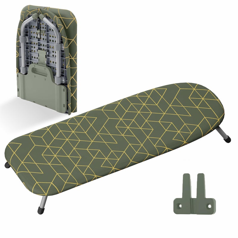 XABITAT Table Top Ironing Board with Wall Mount DCrease Portable Space Saving Mini Laundry Room Iron Board Foldable Small Ironing Board Green