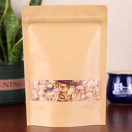 DEERA Brown Kraft Paper Ziplock Stand Up Pouch 160x230mm Pack of 50 - Image 2