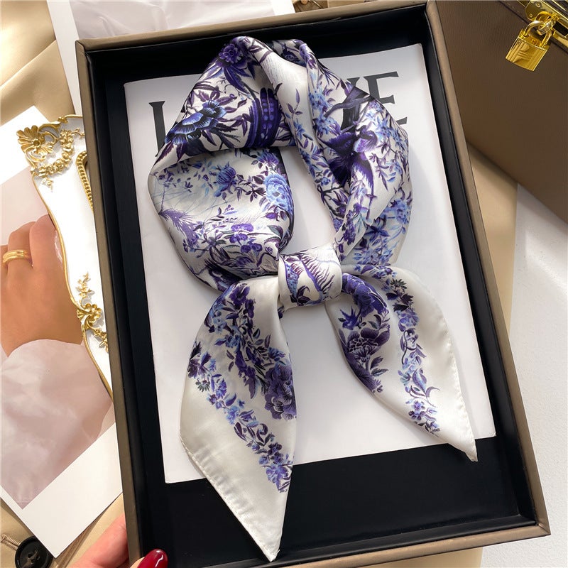 Factory wholesale scarves ladies scarf shawls 70cm Korean small square silk satin printed spring and summer sunscreen scarf  - Image 1